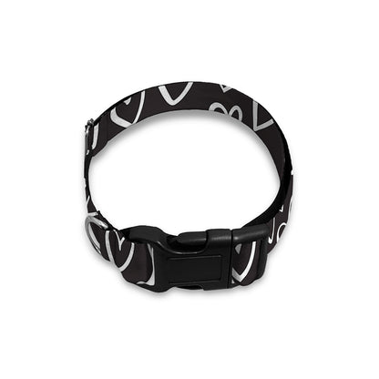 Cute Black And White Heart Pattern Print Dog Collar