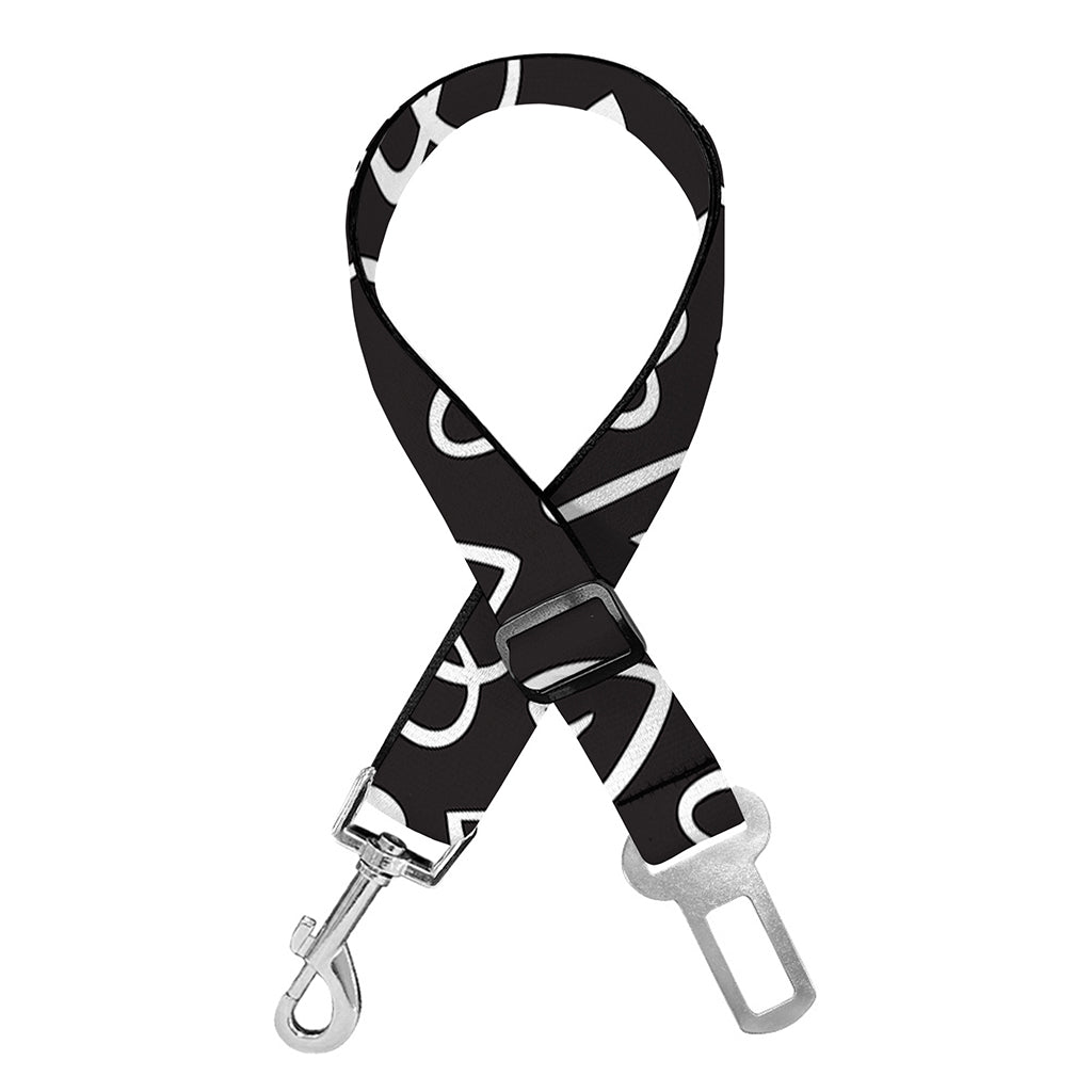 Cute Black And White Heart Pattern Print Dog Seat Belt