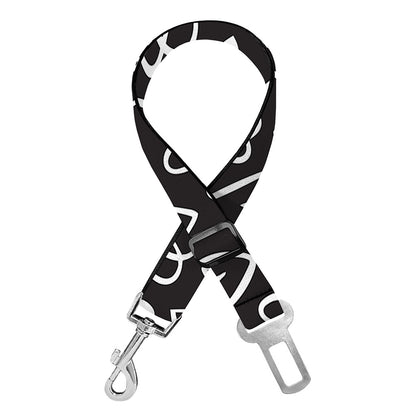 Cute Black And White Heart Pattern Print Dog Seat Belt