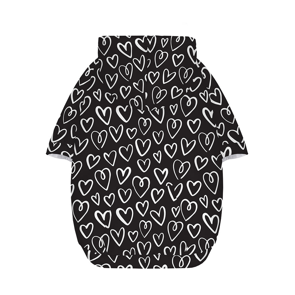 Cute Black And White Heart Pattern Print Dog Zip Up Hoodie