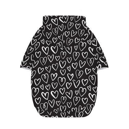 Cute Black And White Heart Pattern Print Dog Zip Up Hoodie