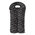 Cute Black And White Heart Pattern Print Double Neoprene Wine Tote