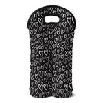 Cute Black And White Heart Pattern Print Double Neoprene Wine Tote