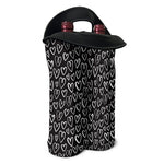 Cute Black And White Heart Pattern Print Double Neoprene Wine Tote