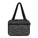 Cute Black And White Heart Pattern Print Double Strap Bible Bag