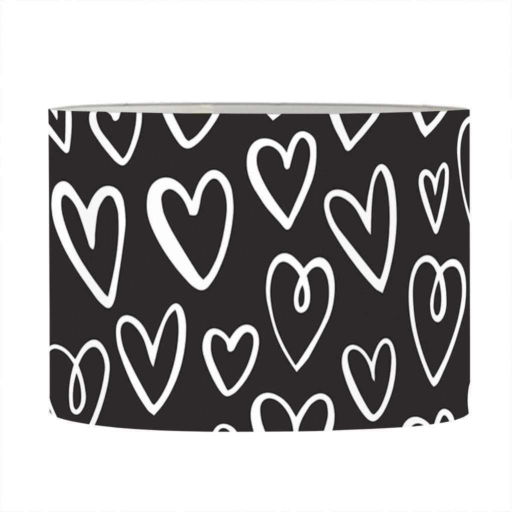 Cute Black And White Heart Pattern Print Drum Lamp Shade