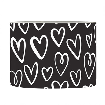 Cute Black And White Heart Pattern Print Drum Lamp Shade
