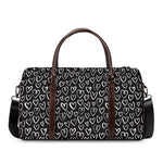 Cute Black And White Heart Pattern Print Duffle Bag