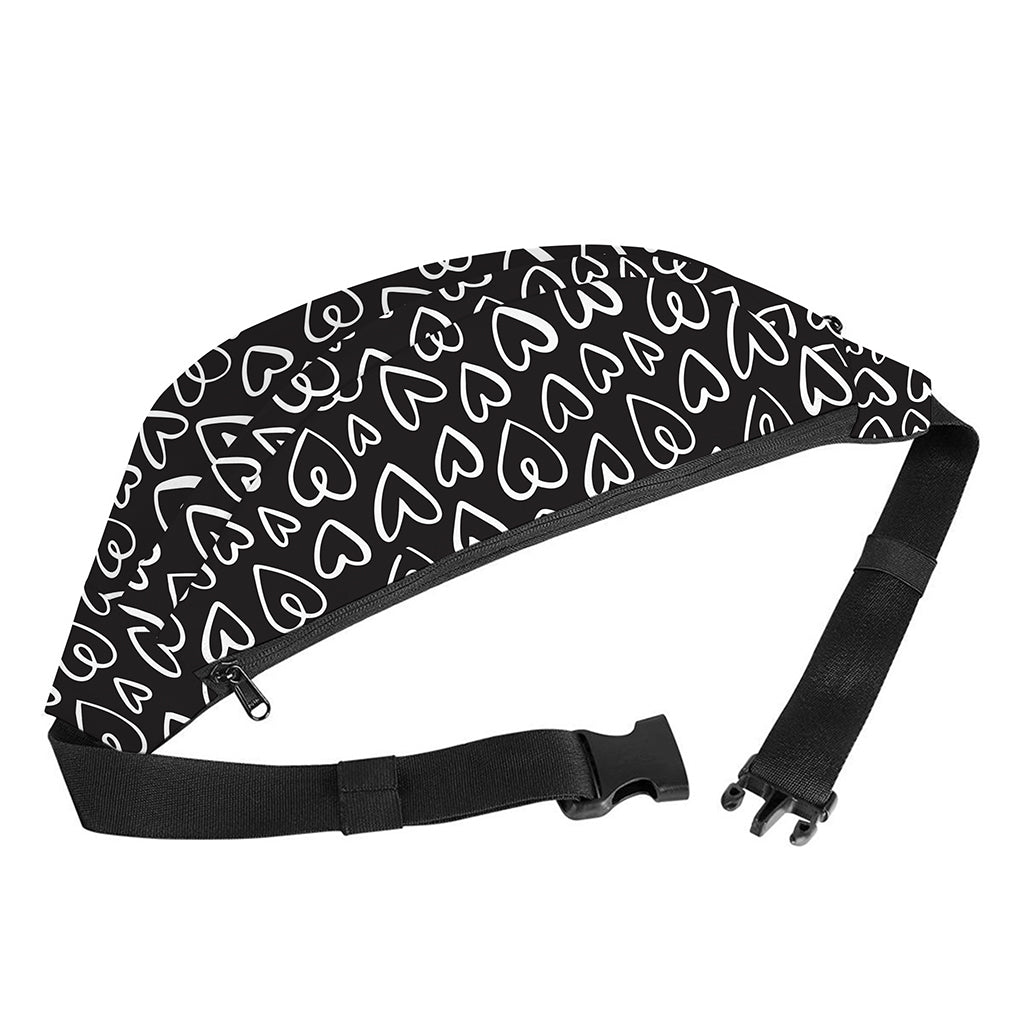 Cute Black And White Heart Pattern Print Fanny Pack
