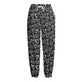 Cute Black And White Heart Pattern Print Fleece Lined Knit Pants