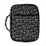 Cute Black And White Heart Pattern Print Front Pocket Bible Bag