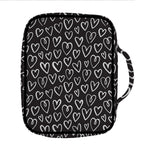 Cute Black And White Heart Pattern Print Front Pocket Bible Bag