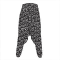 Cute Black And White Heart Pattern Print Hammer Pants