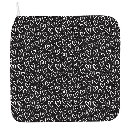 Cute Black And White Heart Pattern Print Hand Towel