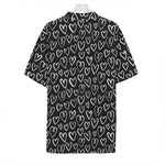 Cute Black And White Heart Pattern Print Hawaiian Shirt