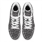Cute Black And White Heart Pattern Print High Top Leather Sneakers