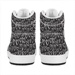Cute Black And White Heart Pattern Print High Top Leather Sneakers