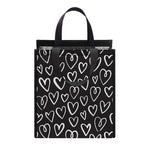 Cute Black And White Heart Pattern Print Insulated Lunch Tote