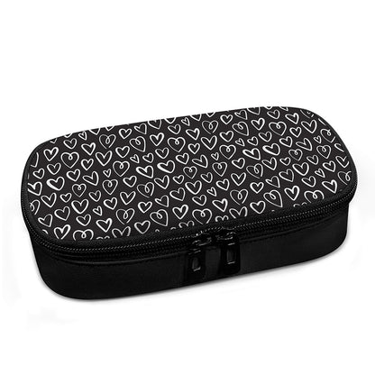 Cute Black And White Heart Pattern Print Insulin Cooler Travel Case
