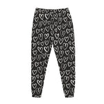 Cute Black And White Heart Pattern Print Jogger Pants