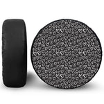 Cute Black And White Heart Pattern Print Leather Spare Tire Cover