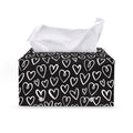 Cute Black And White Heart Pattern Print Leather Tissue Box Cover