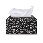 Cute Black And White Heart Pattern Print Leather Tissue Box Cover