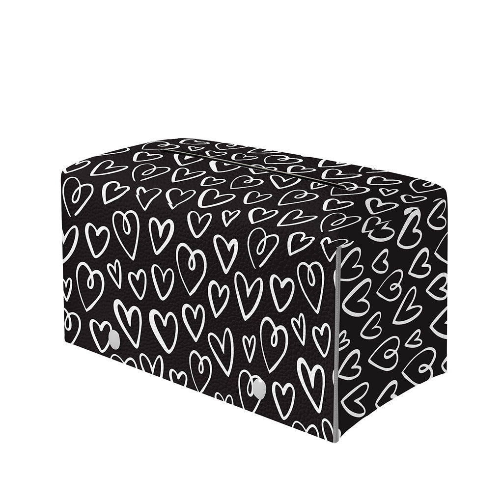 Cute Black And White Heart Pattern Print Leather Tissue Box Cover