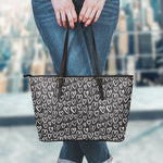 Cute Black And White Heart Pattern Print Leather Tote Bag