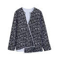 Cute Black And White Heart Pattern Print Long Sleeve Short Coat