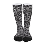 Cute Black And White Heart Pattern Print Long Socks