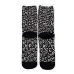 Cute Black And White Heart Pattern Print Long Socks