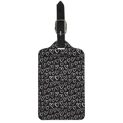 Cute Black And White Heart Pattern Print Luggage Tag
