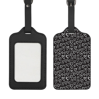 Cute Black And White Heart Pattern Print Luggage Tag
