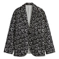 Cute Black And White Heart Pattern Print Men's Blazer