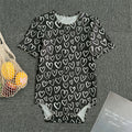 Cute Black And White Heart Pattern Print Men's Bodysuit