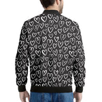 Cute Black And White Heart Pattern Print Men's Bomber Jacket