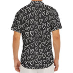 Cute Black And White Heart Pattern Print Men's Deep V-Neck Shirt