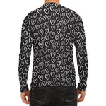 Cute Black And White Heart Pattern Print Men's Long Sleeve Rash Guard