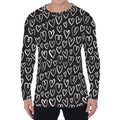 Cute Black And White Heart Pattern Print Men's Long Sleeve T-Shirt