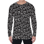 Cute Black And White Heart Pattern Print Men's Long Sleeve T-Shirt