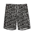 Cute Black And White Heart Pattern Print Men's Athletic Shorts