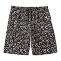 Cute Black And White Heart Pattern Print Men's Swim Trunks