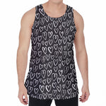 Cute Black And White Heart Pattern Print Men's Velvet Tank Top