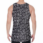 Cute Black And White Heart Pattern Print Men's Velvet Tank Top