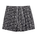Cute Black And White Heart Pattern Print Mesh Shorts