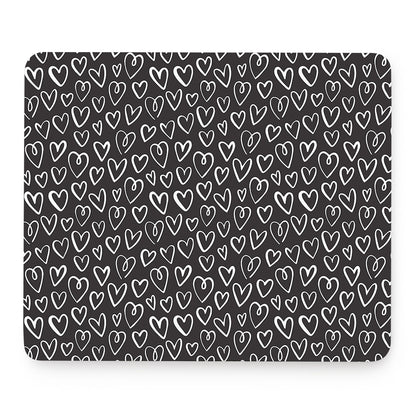 Cute Black And White Heart Pattern Print Mouse Pad