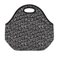 Cute Black And White Heart Pattern Print Neoprene Lunch Bag
