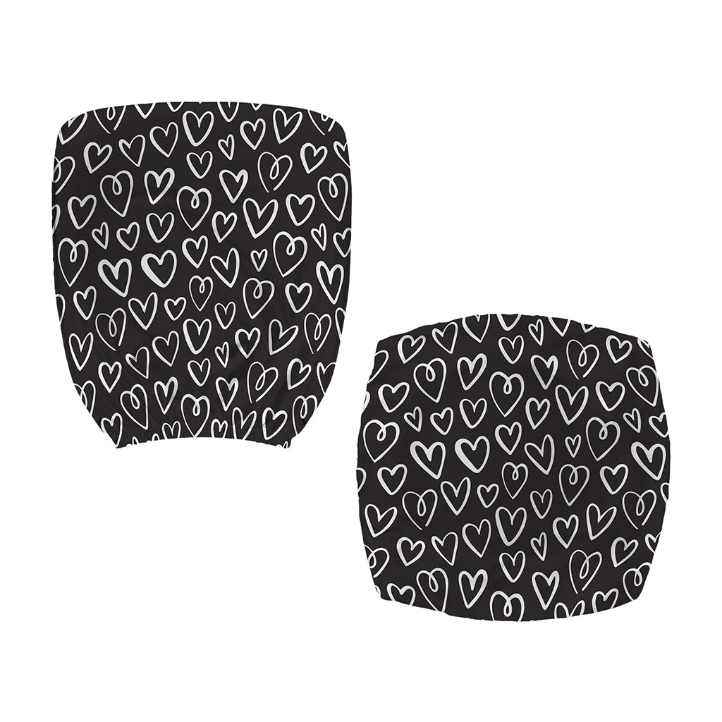 Cute Black And White Heart Pattern Print Office Chair Cover