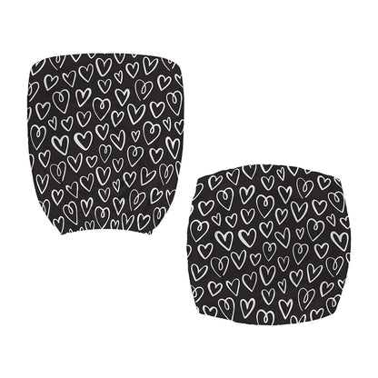 Cute Black And White Heart Pattern Print Office Chair Cover